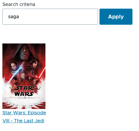 Screenshot of a search for "saga".