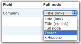 display fields for the job listing