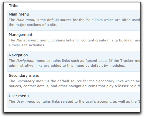 Drupal 7's updated menu admin page