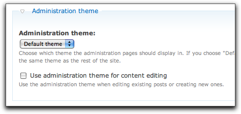 Drupal 7's admin theme selection box.