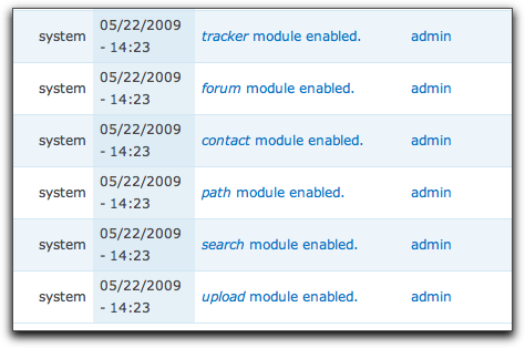 Drupal 7 module enable-disable log