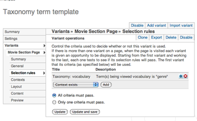 Panels - page - selection rules