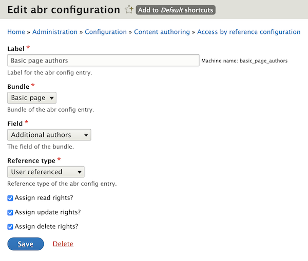 Access by Reference configuration