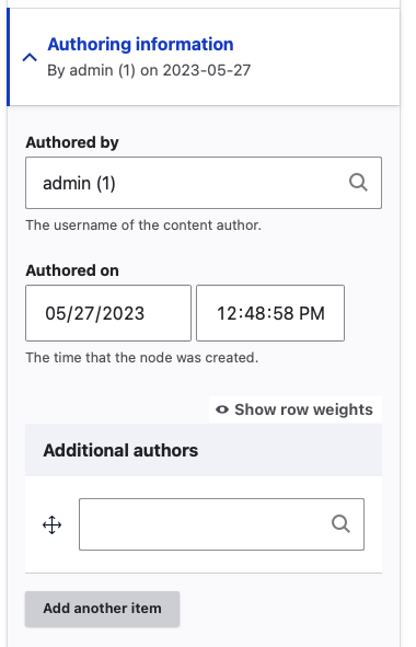 New field in Authoring information area in node add/edit sidebar.