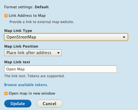 Address Map Link module screenshot