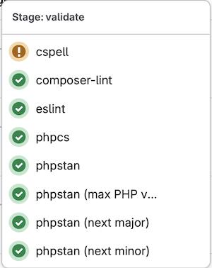 Screenshot of cspell validation in GitLab