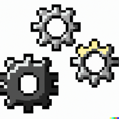 Gears pixel art generated by DALL-E