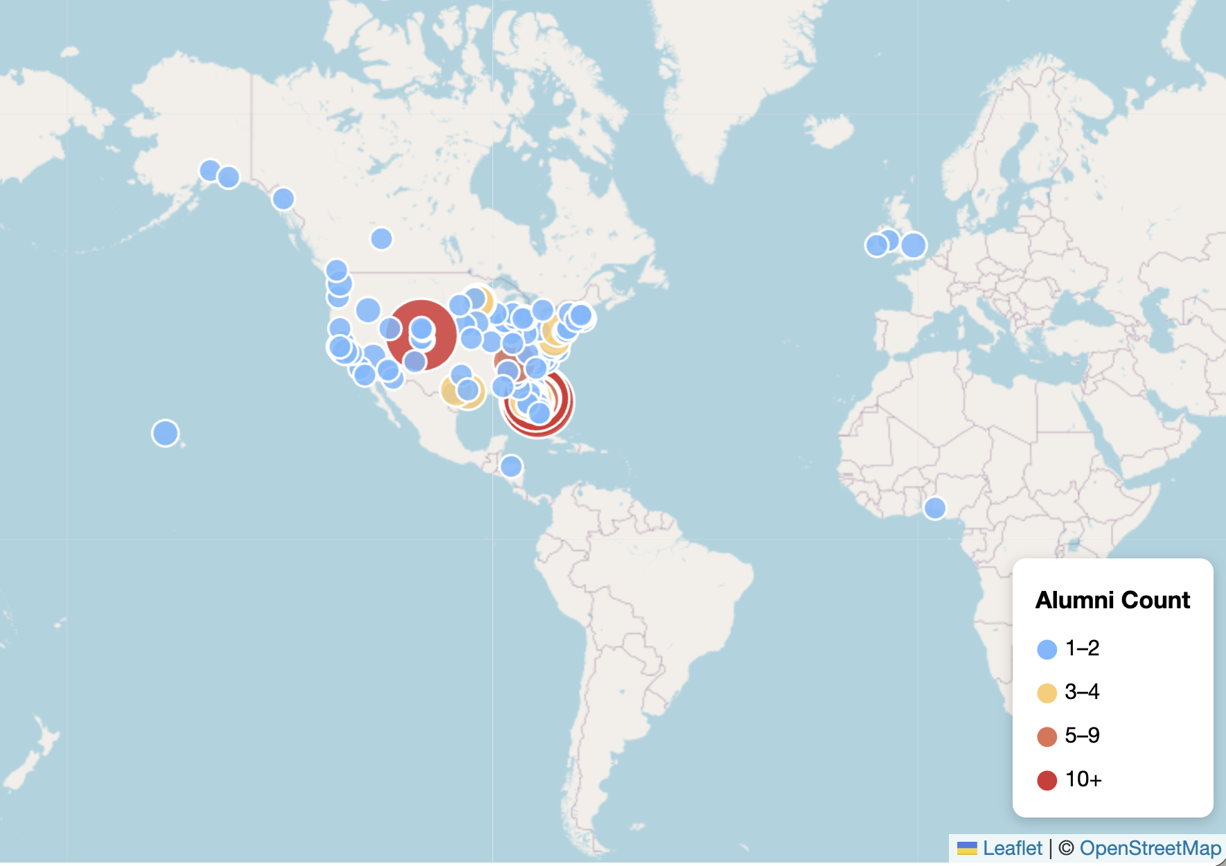DCO Alumni map