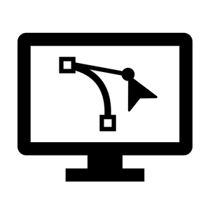 Computer with AI graphic