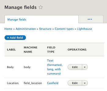 Geofield configuration