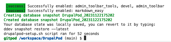 Screenshot of GitPod launch after completion.