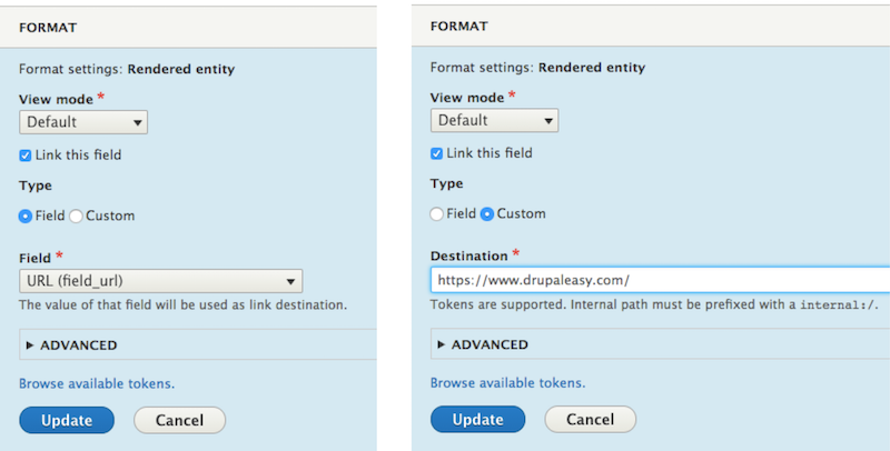 Linked Field module formatter settings