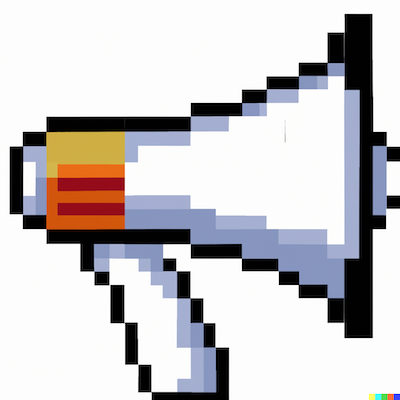 Pixel art of a megaphone. 