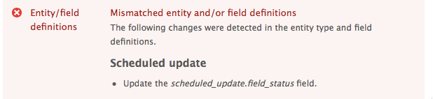 "Mismatched entity and/or field definitions" error