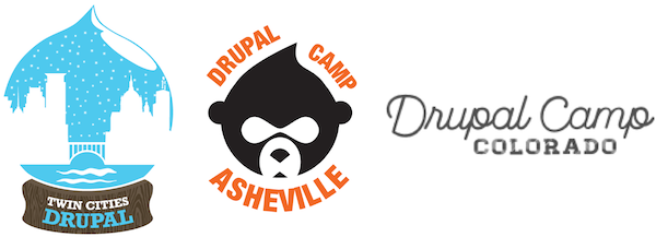 Twin Cities Drupal Camp, Asheville Drupal Camp, Colorado DrupalCamp logos