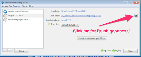 Acquia Dev Desktop Drush integration