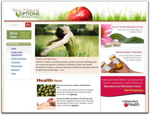 resources.yournaturaloptions.com home page