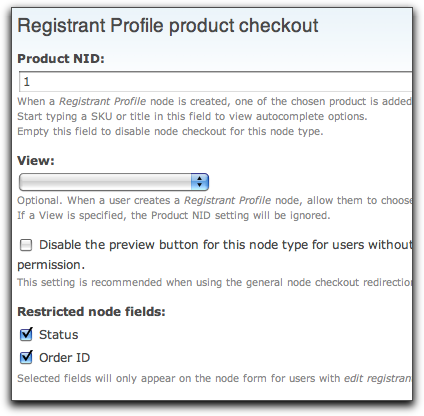 registrant profile checkout settings