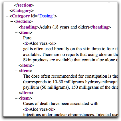 Sample XML data