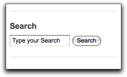 Drupal search block with black default text.