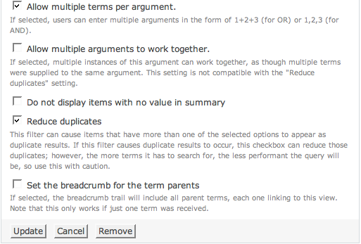 Allow multiple terms, reduce duplicates