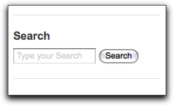 Drupal search block with gray default text.